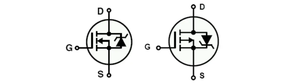 N-Channel and P-Channel MOSFET Symbols