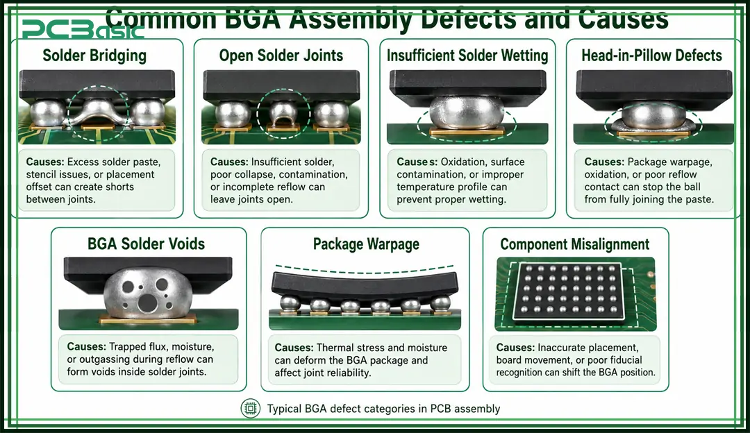 common BGA assembly defects and causes