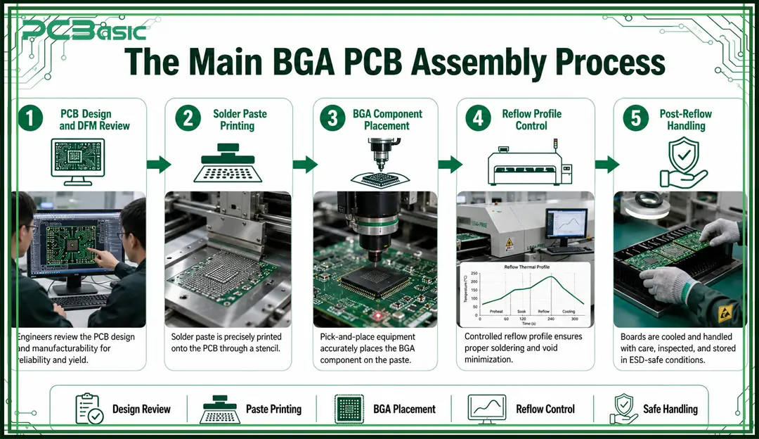 main BGA PCB assembly process
