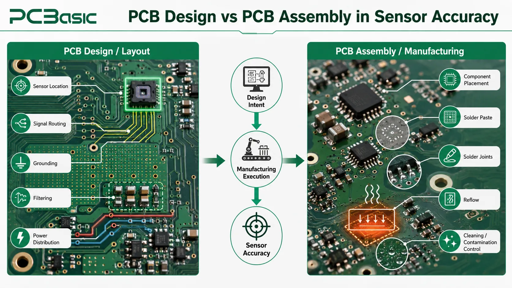 PCB design and assembly effects on sensor accuracy