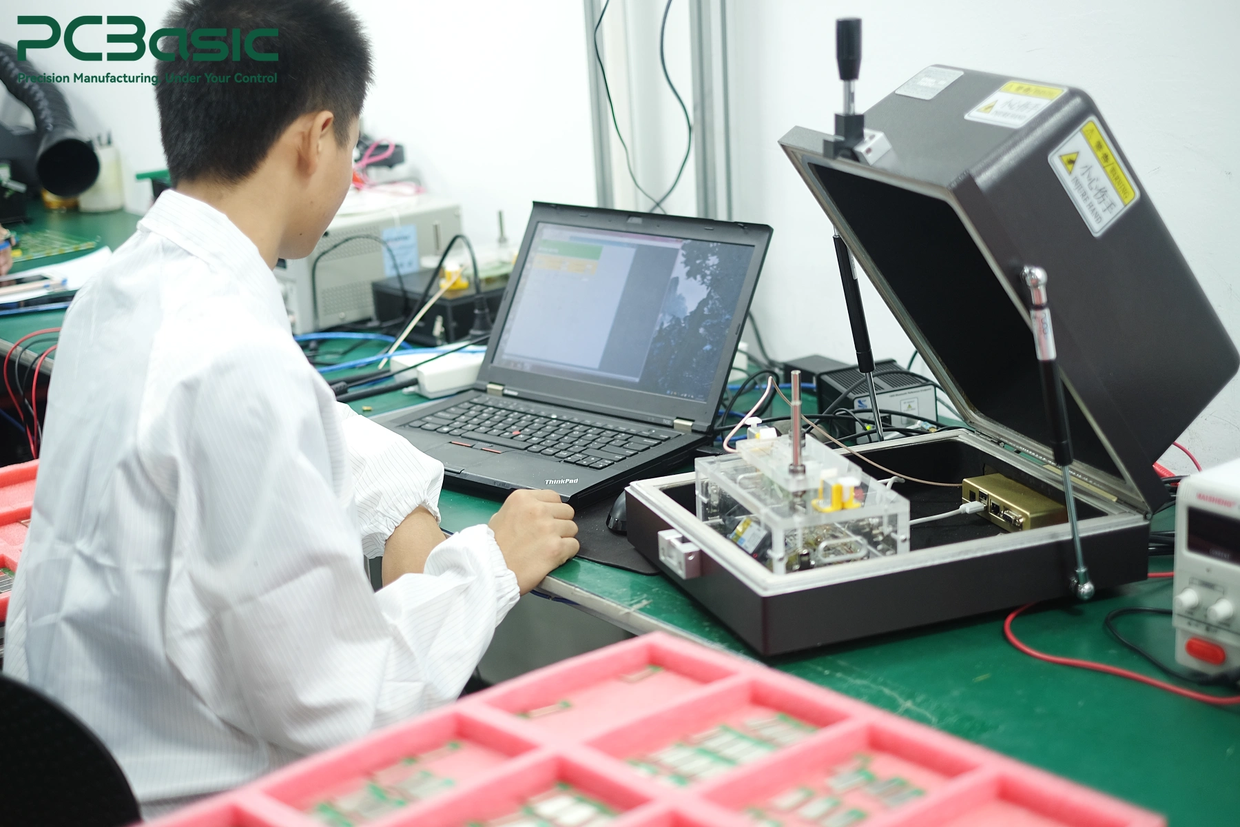 PCBA functional testing with custom test fixture PCBA functional testing with custom test fixture