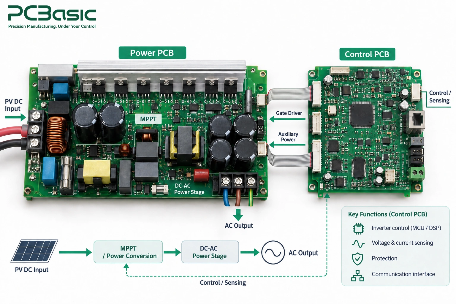 Solar inverter power and control PCB architecture Solar inverter power and control PCB architecture