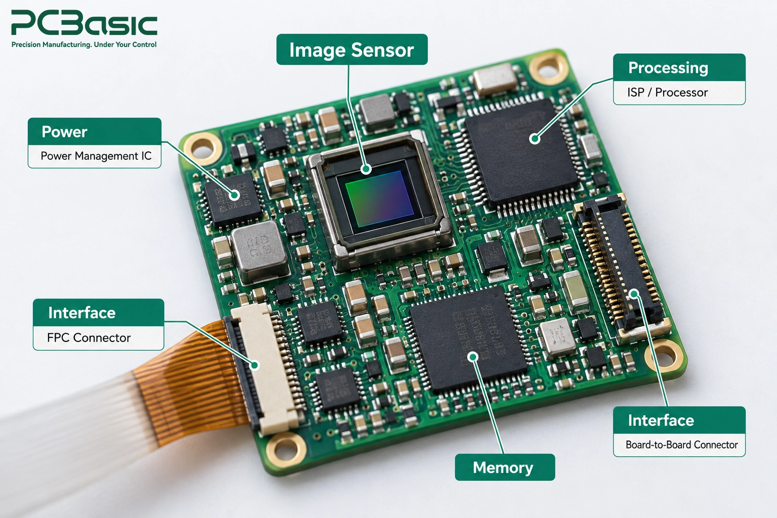 Compact camera module PCB components Compact camera module PCB components