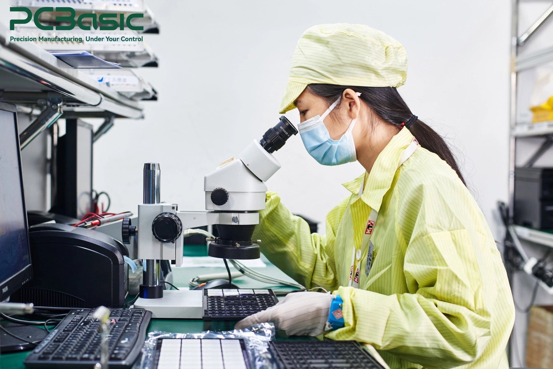 Electronics inspection under a microscope