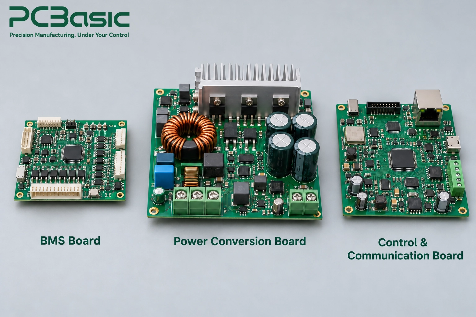 BMS, power conversion, and control PCB assemblies